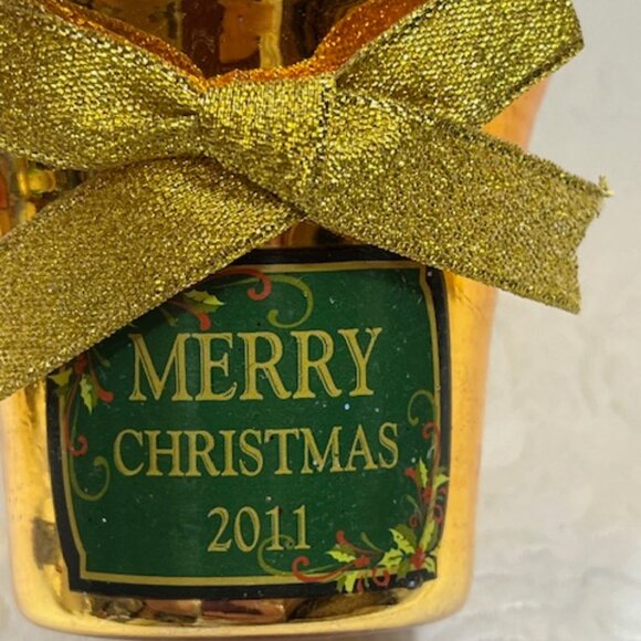 2011 Hand Blown Glass Christmas Champagne Bucket Ice Ornament Merry Christmas - Picture 6 of 16